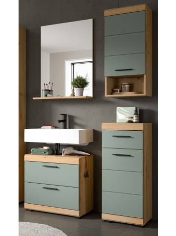 Inn.Furn Badmöbel-Set Salbei grün, Eiche Artisan 4-teilig 112 cm, Komplettset
