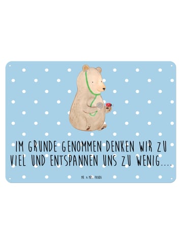 Mr. & Mrs. Panda Blechschild Bär Arzt mit Spruch in Blau Pastell