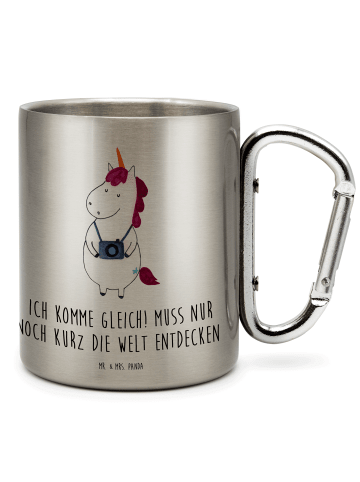 Mr. & Mrs. Panda Thermobecher Einhorn Fotograf mit Spruch in Silber