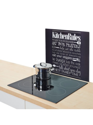 Zeller Glasschutzplatte KÜCHE REGELS für Herd — groß in Schwarz, (B) 50 x (L) 56 cm