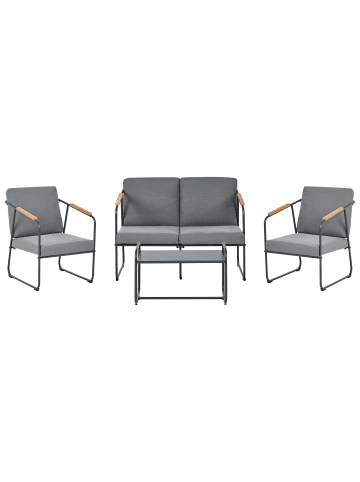 Beliani 4-tlg Sitzgruppe VEZZANA in Grau/Schwarz/Braun