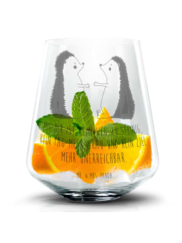 Mr. & Mrs. Panda Blümchentail Glas Igel Liebe mit Spruch in Transparent