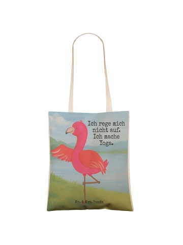 Mr. & Mrs. Panda Stoffbeutel Flamingo Yoga Design mit Spruch in Weiß