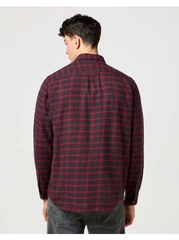 Wrangler Langarmhemd 1 Pkt Flannel in Black Wine