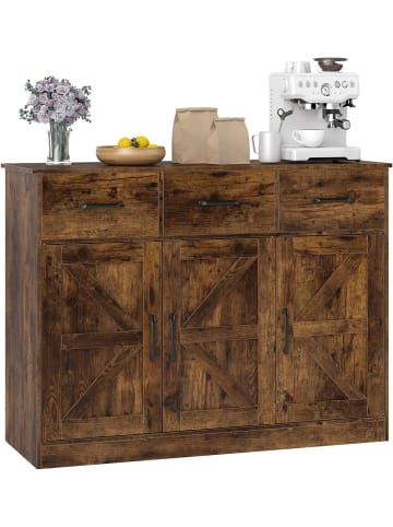 COSTWAY Sideboard Küchenschrank mit 3 Schubladen in Braun