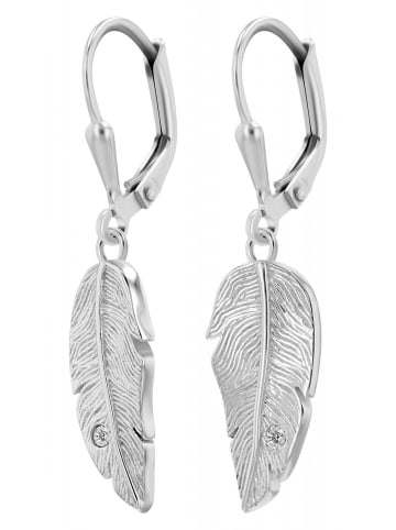 Adeliás Damen Ohrhänger Feder aus 925 Silber mit Zirkonia in silber