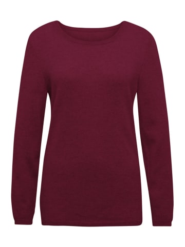 GOLDNER Kurzgröße:  Kaschmirpullover mit U-Boot Ausschnitt in dunkelrot