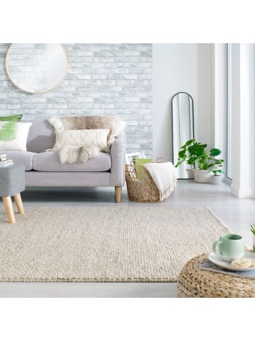 KADIMA DESIGN Teppich aus Wollmischung, mit stilvollem Noppeneffekt in Beige