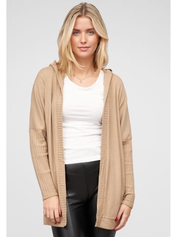 Cloud5ive Cloud5ive Cardigan mit offenem Schnitt und Kapuze in beige