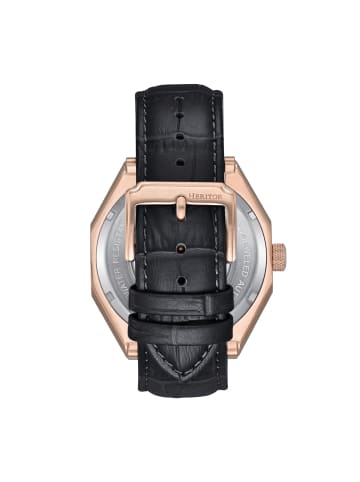 Heritor Antoni Lederarmbanduhr in Rose Gold/Black