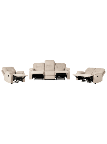 Beliani 3-tlg Sitzgruppe BERGEN in Beige/Schwarz