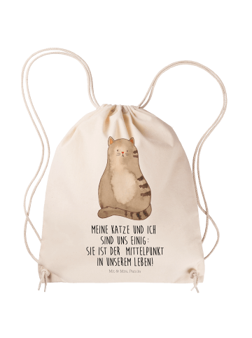 Mr. & Mrs. Panda Sportbeutel Katze Sitzen mit Spruch in Creme