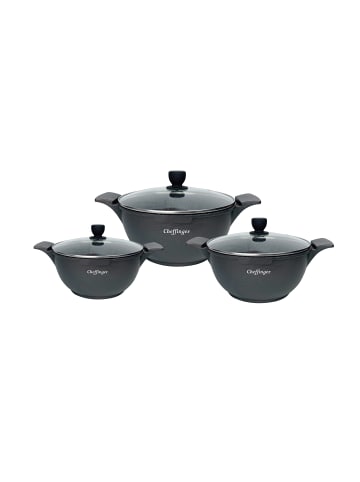 Cheffinger Kochtopfset 20-24-28cm 6-tlg Induktion in Schwarz