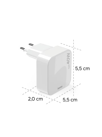 Hama Schnellladegerät GaN, 2x USB-C, faltbares Mini-Ladegerät, PD, 40 W,