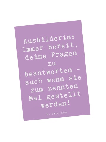 Mr. & Mrs. Panda Ansichtskarte Spruch Ausbilderin Geduld mit Spruch in Lavendeltraum