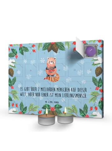 Mr. & Mrs. Panda Duftkerzen Adventskalender Roter Panda mit Spruch in Eisblau