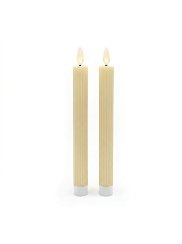 relaxdays 2 x LED Stabkerzen in Beige