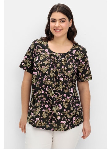 sheego Kurzarmshirt in schwarz gemustert