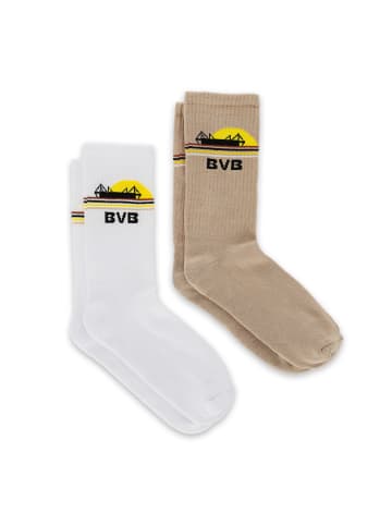 BVB BVB Sunrise Socken 2er-Set in weiß und braun