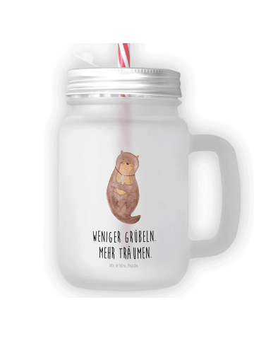 Mr. & Mrs. Panda Trinkglas Mason Jar Otter Muschel mit Spruch in Transparent