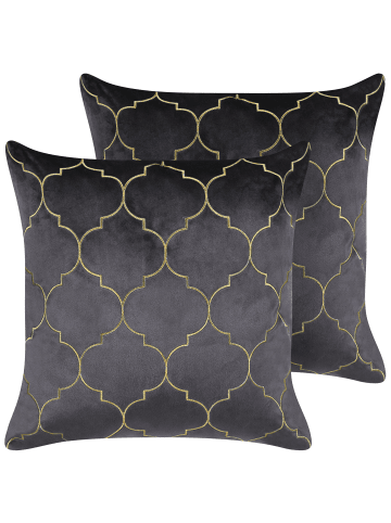 Beliani 2er-Set Dekokissen ALYSSUM in Grau/Gold