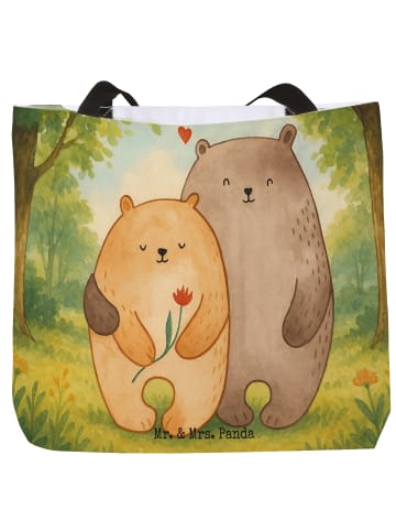 Mr. & Mrs. Panda Tote Bag Bären Liebe Design ohne Spruch in Weiß