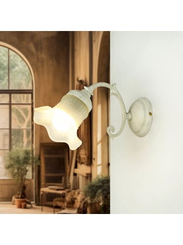 Licht-Erlebnisse Wandlampe (B)12.8 x (H)17 cm in Elfenbein Weiß in Shabby Chic Weiß