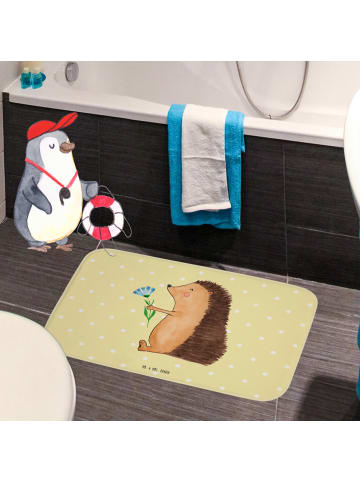 Mr. & Mrs. Panda Badematte Igel Blumen ohne Spruch in Gelb Pastell
