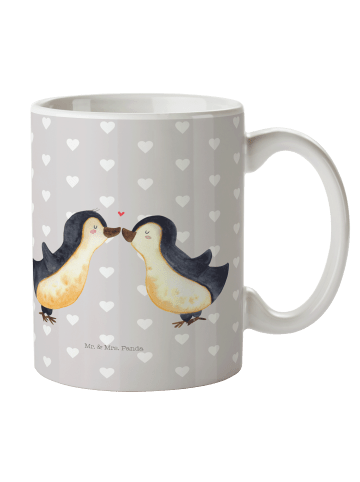 Mr. & Mrs. Panda Teetasse Pinguin Liebe ohne Spruch in Grau Pastell