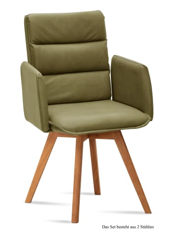 58 aufm Kessel ARMLEHNSTUHL (2er-Set) Dodie 52x92x60 Eiche geölt/Olivgrün