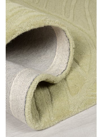 KADIMA DESIGN Handgetufteter Teppich aus 100% Wolle in beruhigenden Farben in Grün-Beige