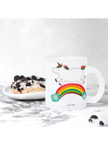 Mr. & Mrs. Panda Glas Einhorn Regenbogen ohne Spruch in Transparent