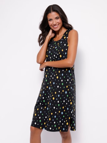 Sieh an! Sommerkleid in schwarz-gelb-bedruckt