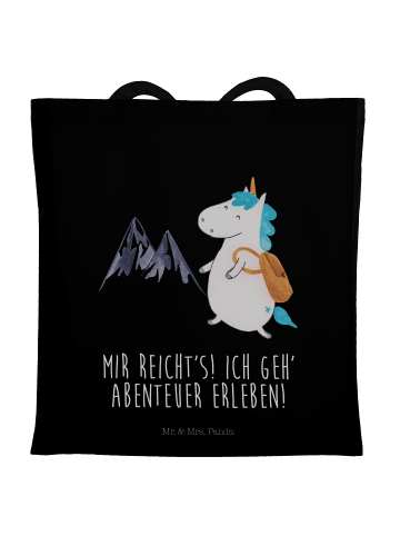 Mr. & Mrs. Panda Schultertasche Einhorn Bergsteiger mit Spruch in Schwarz