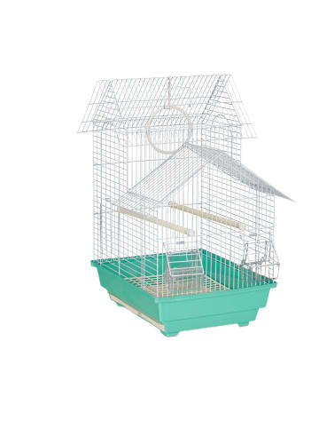 relaxdays Vogelkäfig in Hellblau/Mintgrün - (B)42,5 x (H)50 x (T)33 cm