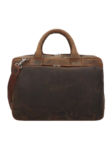 Plevier Retro Colmar Aktentasche Leder 40 cm Laptopfach dunkelbraun