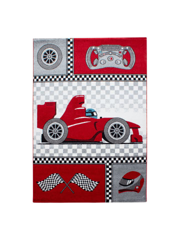 KADIMA DESIGN Kinderteppich Rennwagen Polypropylen saugroboter Kurzflor Kinderzimmer in Rot