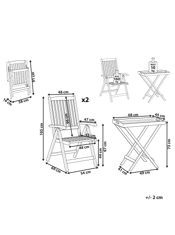 Beliani 3-tlg Bistro Set AMANTEA in Braun