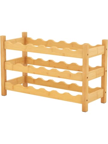 COSTWAY 3 Ebenen Weinregal Bambus 62x24x38 cm in Hellbraun