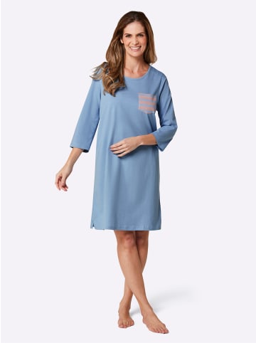 WITT WEIDEN Sleepshirts in bleu + hortensia-bleu-geringelt
