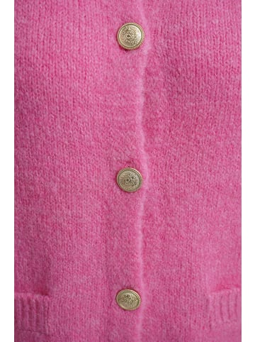 Milano Italy Strickjacke mit Rundhalsausschnitt und Fronttasche in Pink