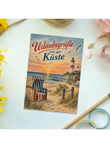 Mr. & Mrs. Panda Grußkarte Urlaubspostkarte nostalgisch Design m... in Weiß