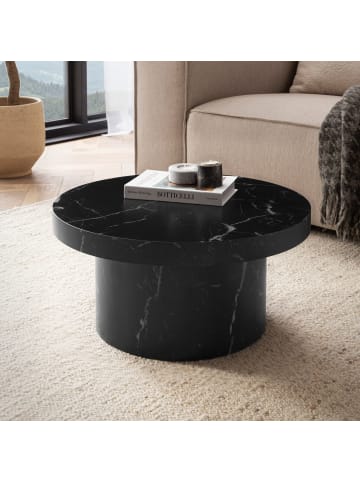 KADIMA DESIGN Couchtisch 60x60x30 cm Sofatisch in Marmor-Optik Modern, in Schwarz
