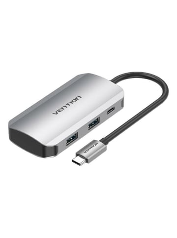 Vention 5in1 HUB USB-C Dockingstation in Grau kompatibel mit mehreren Systemen in Grau