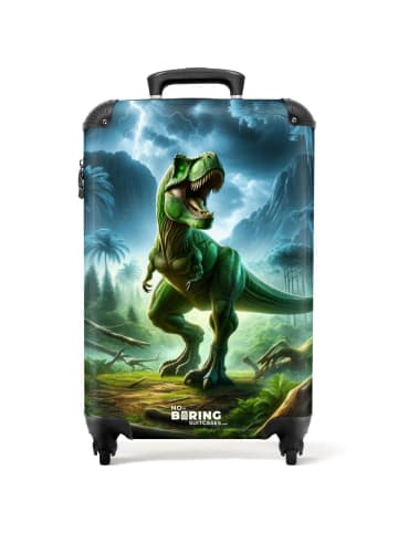 NoBoringSuitCases Suitcase, Handgepäck, Koffer, Reisekoffer T-Rex grün blau