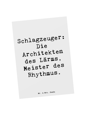 Mr. & Mrs. Panda Grußkarte Spruch Schlagzeug Architekten mit Spruch in Weiß