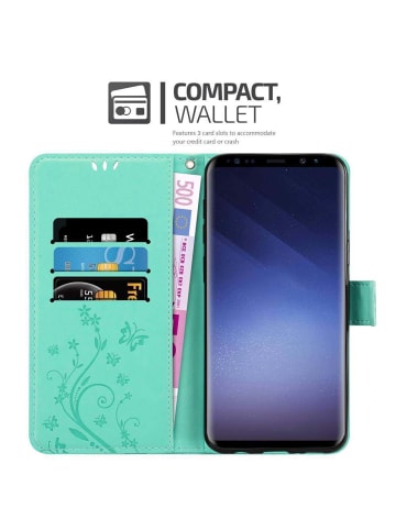 cadorabo Hülle für Samsung Galaxy S9 Blumen Design in FLORAL TÜRKIS