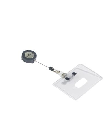 Durable Namensschild mit Ausweiskartenhalten 85x54mm transparent Packung mit ...