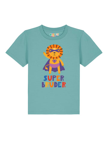 wat? Apparel T-Shirt Löwe Superbruder in Teal Monstera