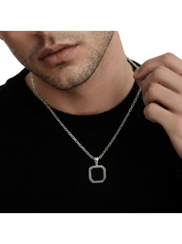 Steel_Art Halskette Herren mit Stein Kiano silberfarben poliert in silberfarben poliert